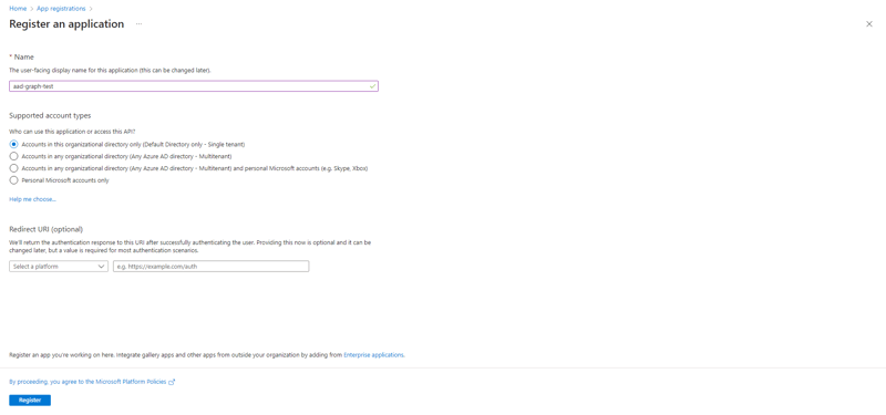 Create app registration